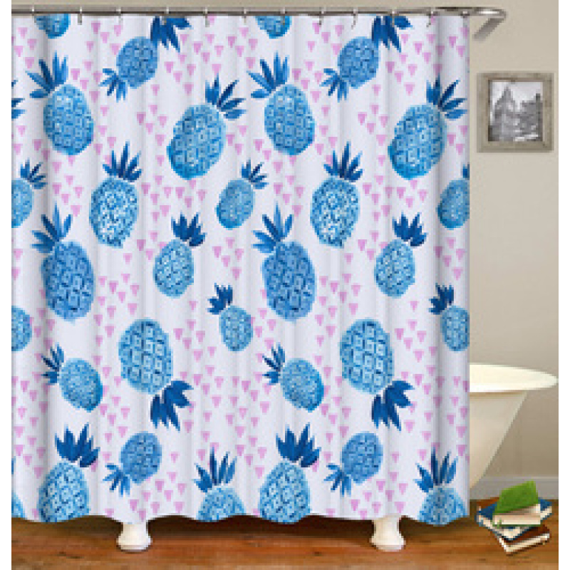Blue Boho Boheme Decorative Long Cloth Fabric Shower Curtain Bath Decorations, Elegant 3D Shower Curtains With Hooks/