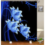 Blue Boho Boheme Decorative Long Cloth Fabric Shower Curtain Bath Decorations, Elegant 3D Shower Curtains With Hooks/