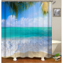 Blue Boho Boheme Decorative Long Cloth Fabric Shower Curtain Bath Decorations, Elegant 3D Shower Curtains With Hooks/