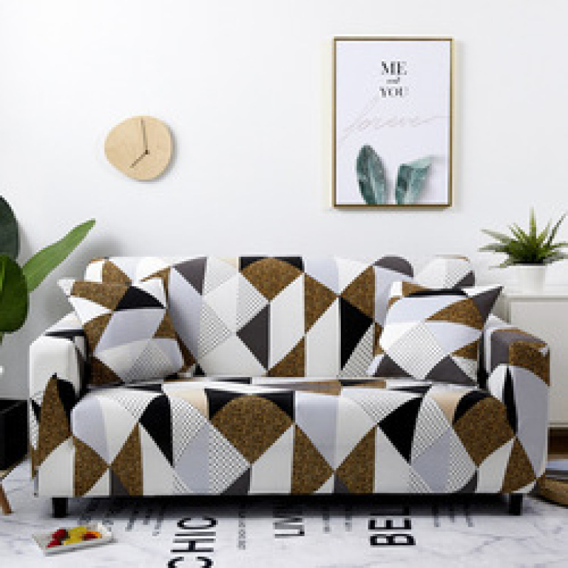Hot Selling Plant Feather Pattern Elastic Stretch Fabrics For Seat Sofa Covers, Ready Made Stylish Polyester Sofa Cover /