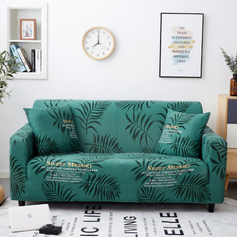 Hot Selling Plant Feather Pattern Elastic Stretch Fabrics For Seat Sofa Covers, Ready Made Stylish Polyester Sofa Cover /