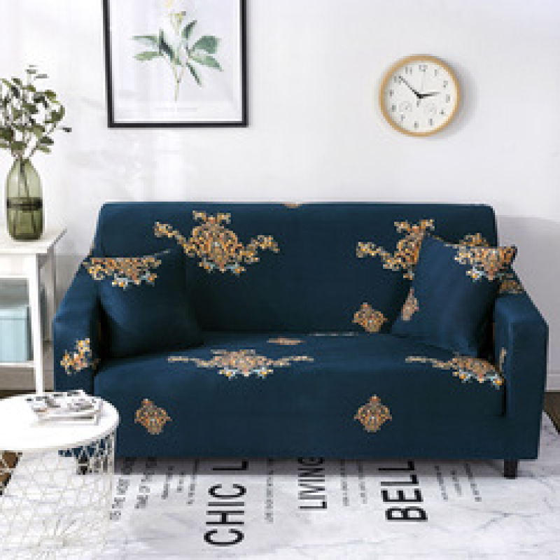 Hot Selling Plant Feather Pattern Elastic Stretch Fabrics For Seat Sofa Covers, Ready Made Stylish Polyester Sofa Cover /
