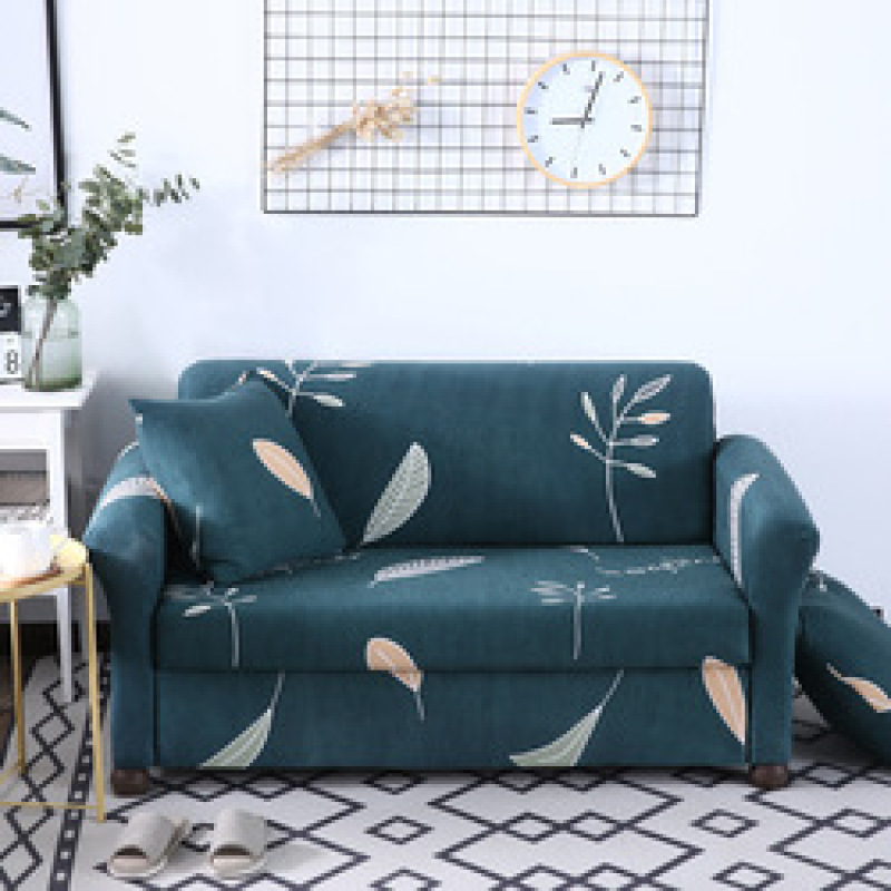 Hot Selling Plant Feather Pattern Elastic Stretch Fabrics For Seat Sofa Covers, Ready Made Stylish Polyester Sofa Cover /