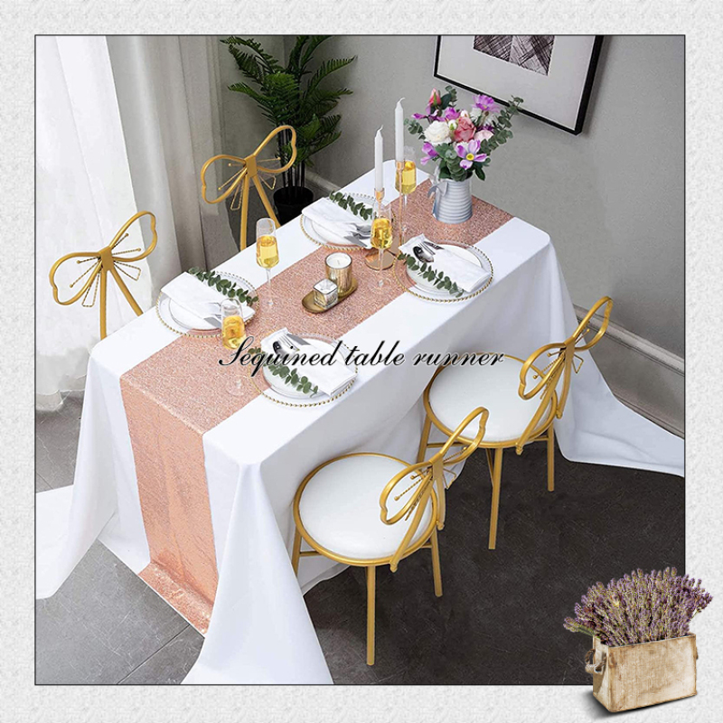 Champagne Bling Table Runners, European Style Sequins Embroidery Table Runner/