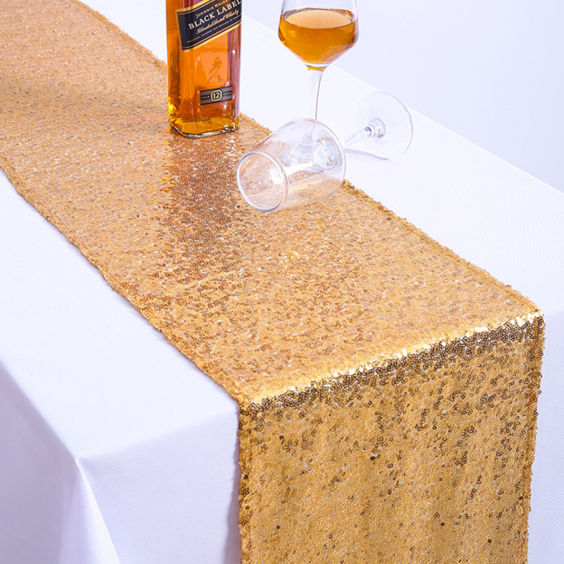 Champagne Bling Table Runners, European Style Sequins Embroidery Table Runner/