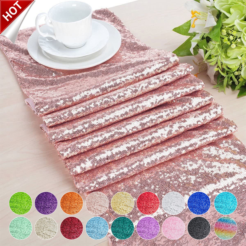 Champagne Bling Table Runners, European Style Sequins Embroidery Table Runner/