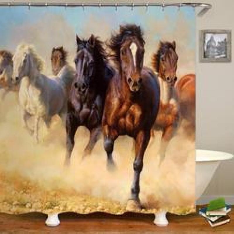 Horse Shower Curtain Set For Bathroom,Made In China Polyester Curtain Shower/