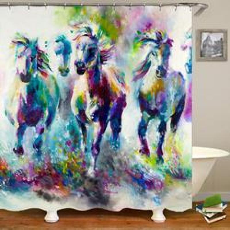 Horse Shower Curtain Set For Bathroom,Made In China Polyester Curtain Shower/
