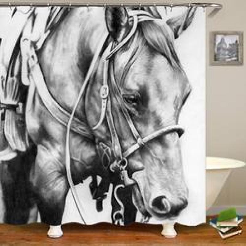 Horse Shower Curtain Set For Bathroom,Made In China Polyester Curtain Shower/