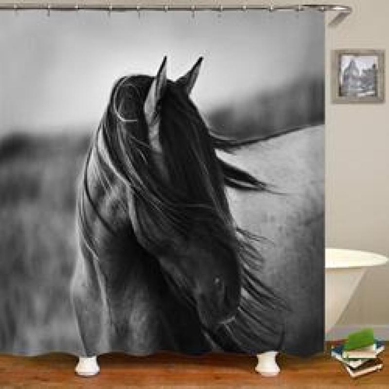 Horse Shower Curtain Set For Bathroom,Made In China Polyester Curtain Shower/