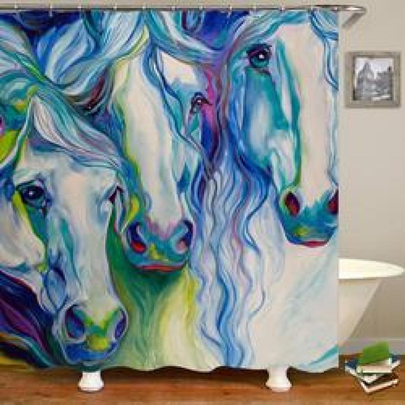 Horse Shower Curtain Set For Bathroom,Made In China Polyester Curtain Shower/
