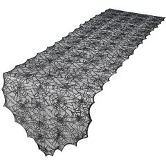 Halloween Spider Web Table Runner, Polyester  Lace Festival Table Cover, Cobweb Table Dinner Cloth for Parties Gatherings#