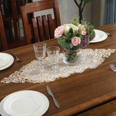 Gauze Table Runner Dresser Scarf Lace Macrame Embroidered Table Runners, Chiffon Piano Runner for Wedding Holiday Summer Picnic#