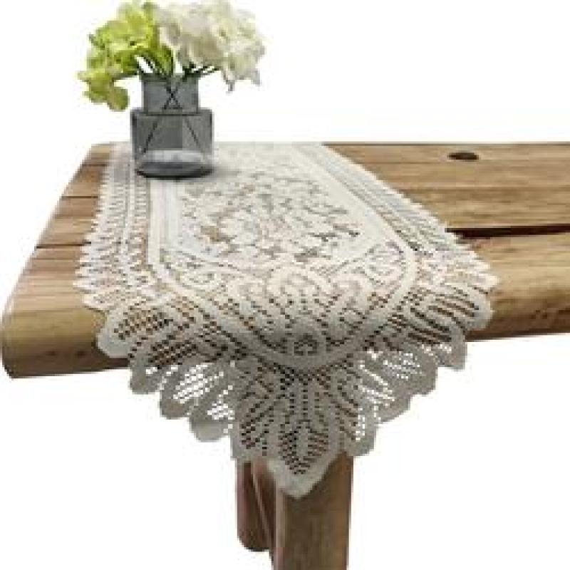 Gauze Table Runner Dresser Scarf Lace Macrame Embroidered Table Runners, Chiffon Piano Runner for Wedding Holiday Summer Picnic#