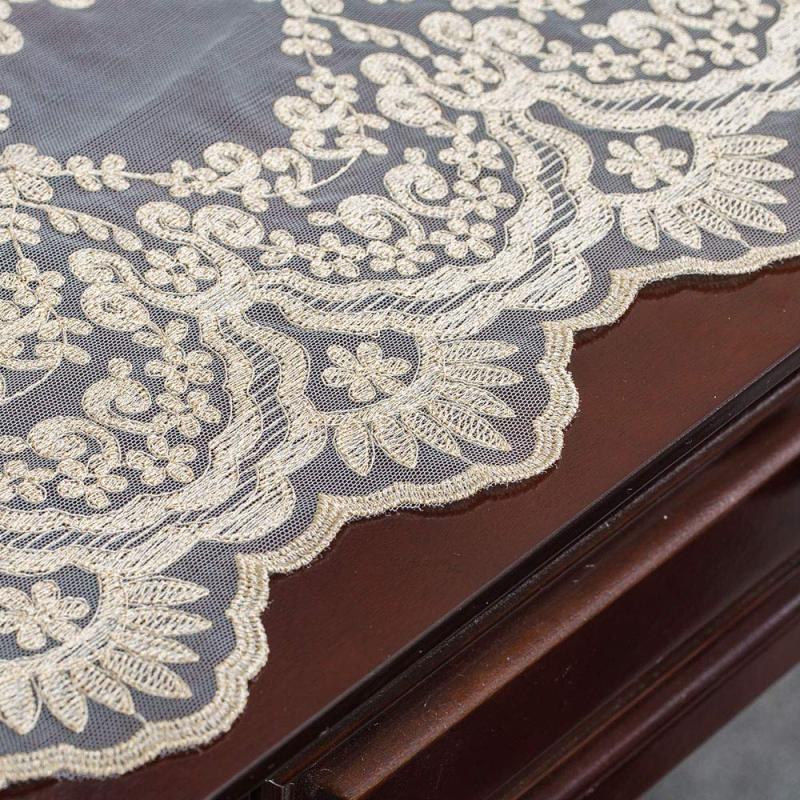 Gauze Table Runner Dresser Scarf Lace Macrame Embroidered Table Runners, Chiffon Piano Runner for Wedding Holiday Summer Picnic#
