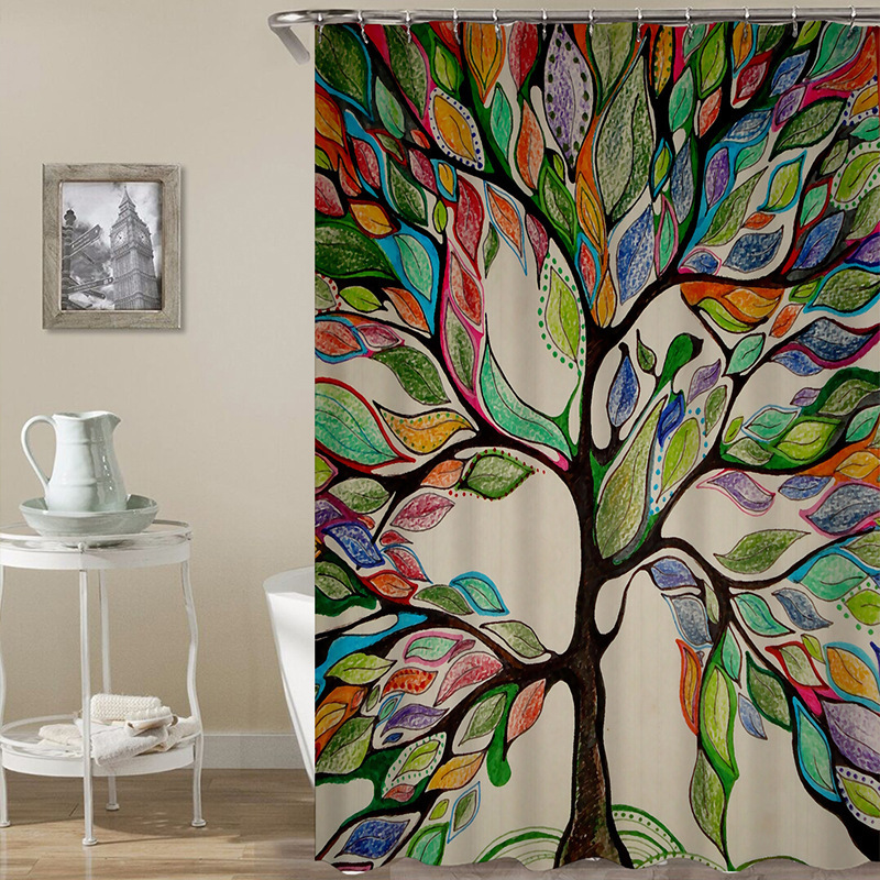 Hot selling new design Polyester Elephant Rustic Decor Shower Curtain