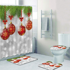 Manufacturers Designer Shower Curtain 3D, Popular Cheap 4Pc Custom Shower Curtain Christmas#