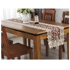 Wholesale Floral Pattern Embroidered Lace Polyester Rectangle burlap terracotta table runner with lace for Home Dining Room