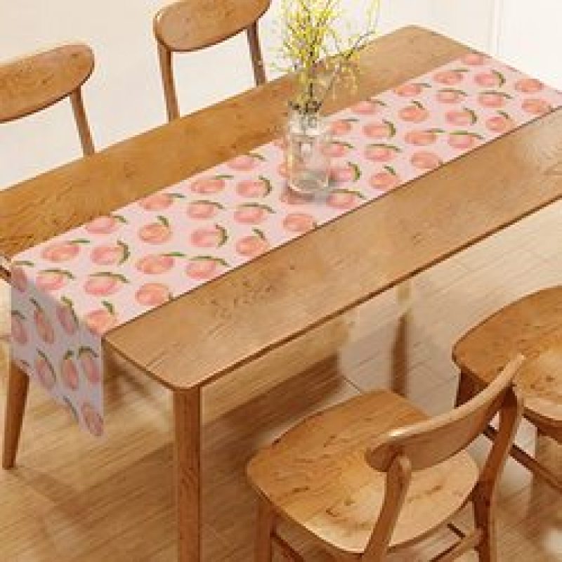 Hot Selling Linen Peach Fruit Pink Summer One Sweet Peach Tablecloth For Girl Birthday Party Decoration Home Kitchen Dining Room