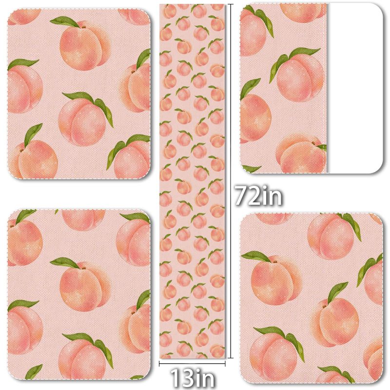Hot Selling Linen Peach Fruit Pink Summer One Sweet Peach Tablecloth For Girl Birthday Party Decoration Home Kitchen Dining Room