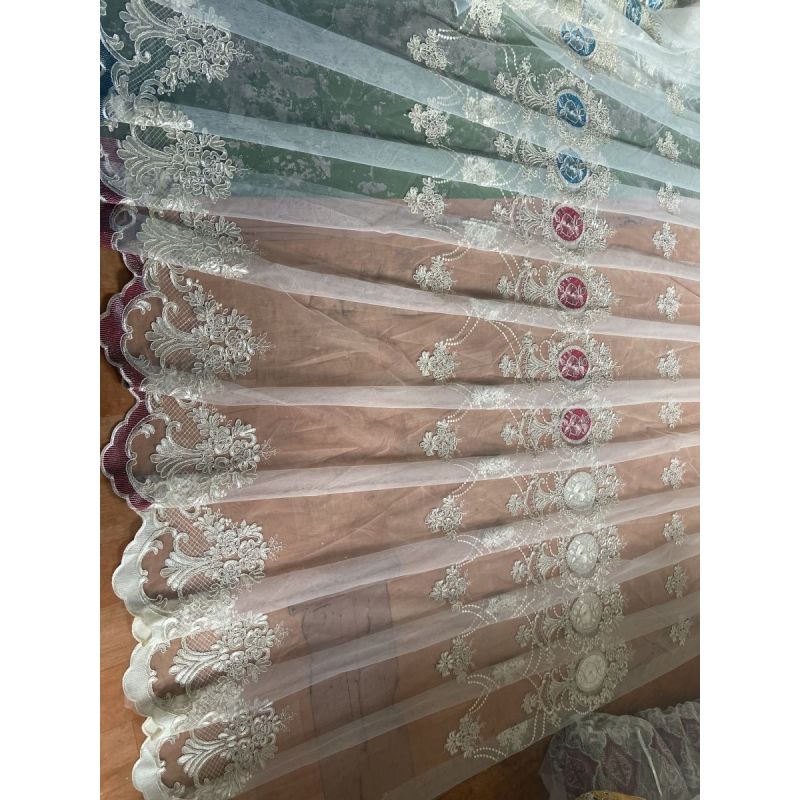 Amazon Simple European style shading gauze integrated finished living room bedroom luxurious atmosphere embroidered curtain/