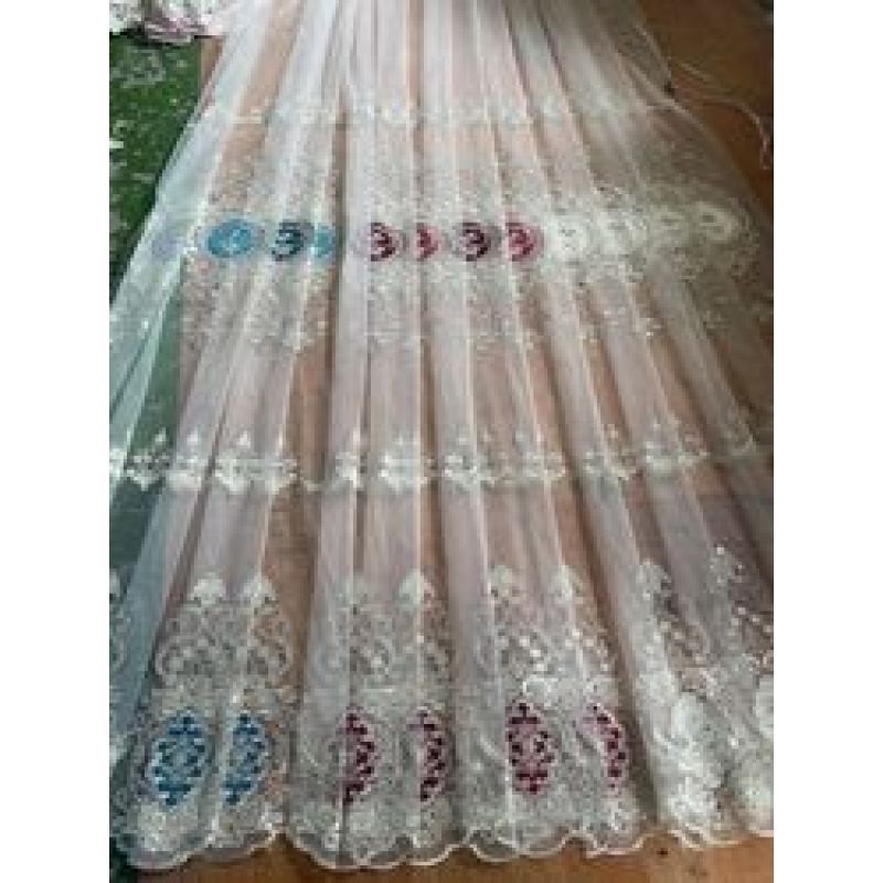 Amazon Simple European style shading gauze integrated finished living room bedroom luxurious atmosphere embroidered curtain/