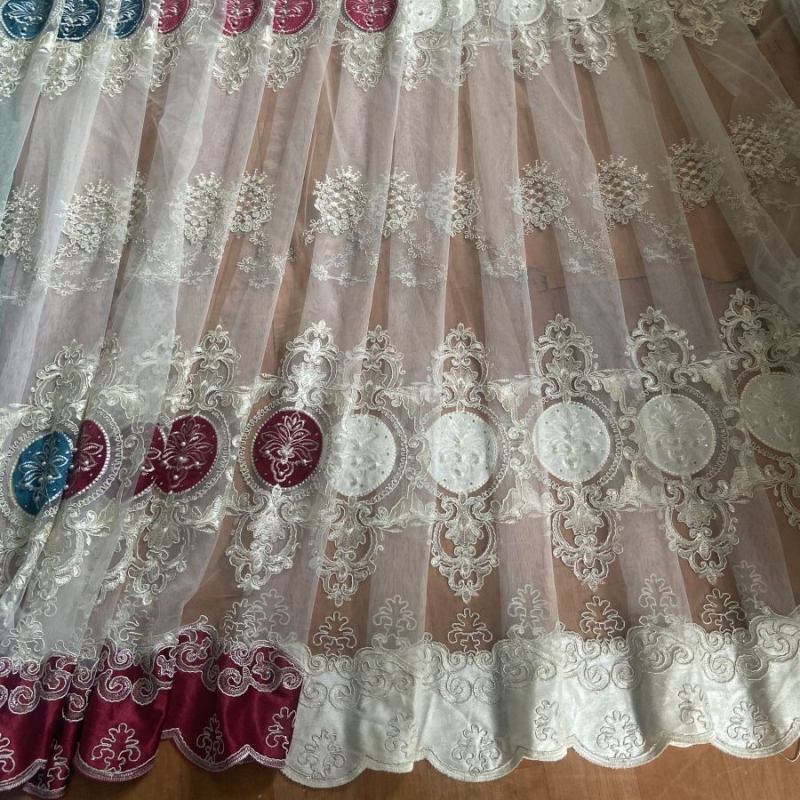 Amazon Simple European style shading gauze integrated finished living room bedroom luxurious atmosphere embroidered curtain/