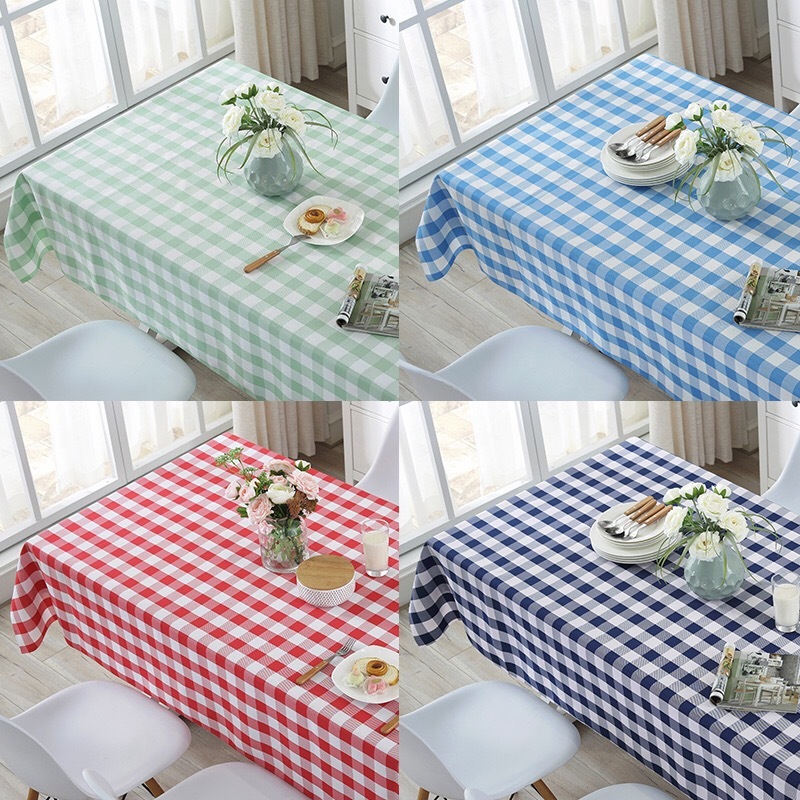 Cheap Plaid Rectangular /Square/Round Table Cloth Korean Style Coffee Table navy blue fancy tablecloth  for wedding receptions