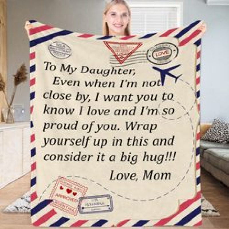 Fleece Blanket to My Daughter Son Wife Letter Printed Quilts Air Mail envelope blanket Positive Encourage and Love Gifts