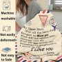 Fleece Blanket to My Daughter Son Wife Letter Printed Quilts Air Mail envelope blanket Positive Encourage and Love Gifts