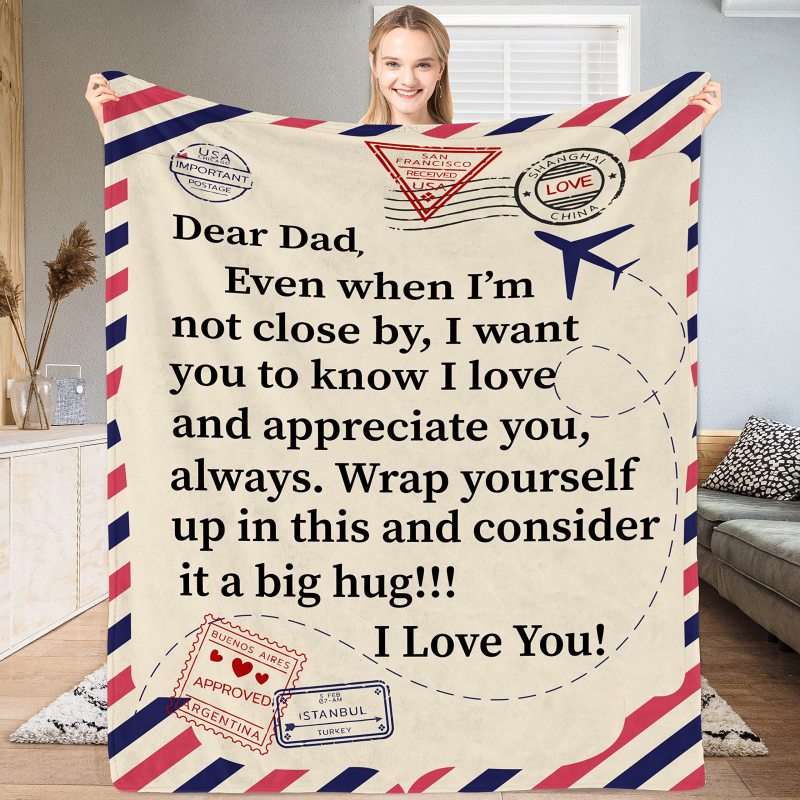 Fleece Blanket to My Daughter Son Wife Letter Printed Quilts Air Mail envelope blanket Positive Encourage and Love Gifts