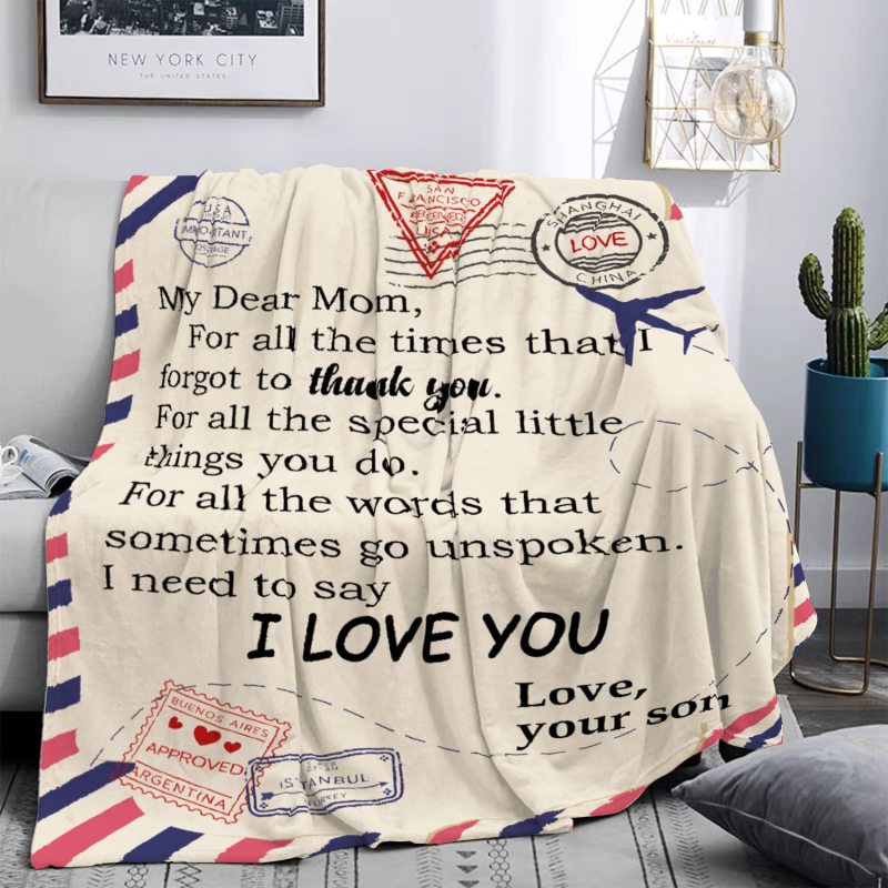 Fleece Blanket to My Daughter Son Wife Letter Printed Quilts Air Mail envelope blanket Positive Encourage and Love Gifts