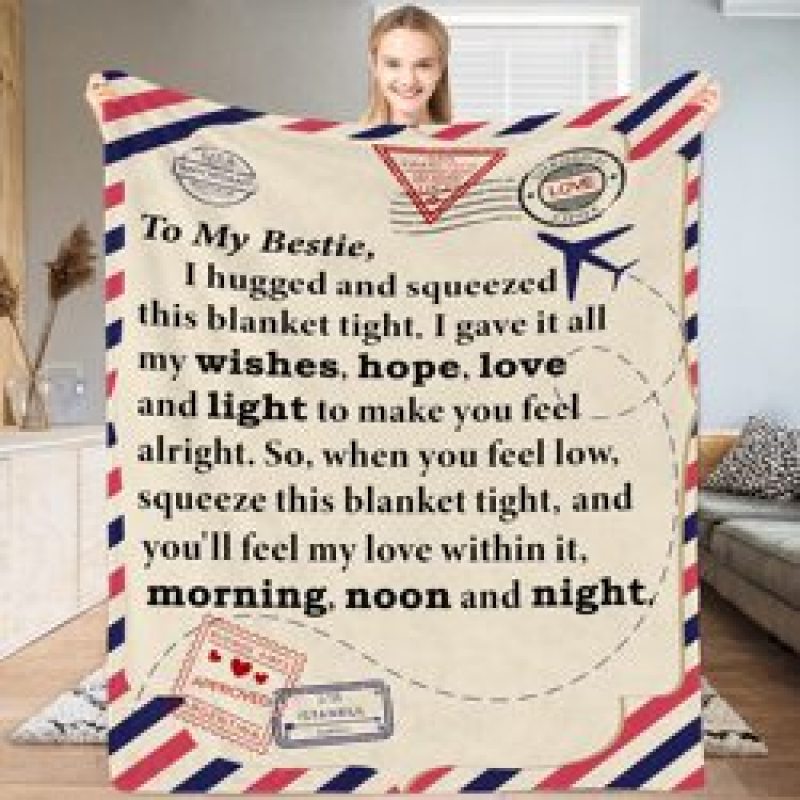 Fleece Blanket to My Daughter Son Wife Letter Printed Quilts Air Mail envelope blanket Positive Encourage and Love Gifts