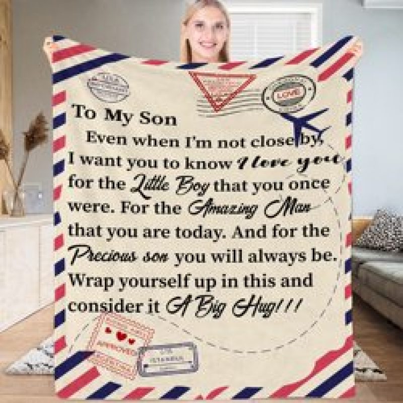 Fleece Blanket to My Daughter Son Wife Letter Printed Quilts Air Mail envelope blanket Positive Encourage and Love Gifts