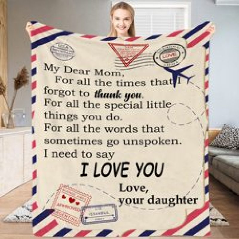 Fleece Blanket to My Daughter Son Wife Letter Printed Quilts Air Mail envelope blanket Positive Encourage and Love Gifts