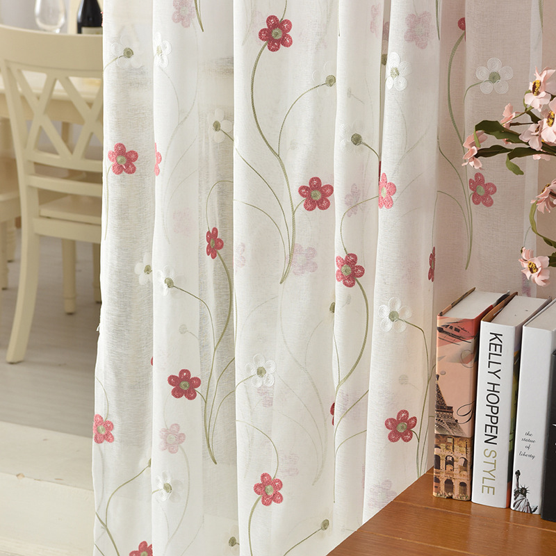 design 2019 wholesale blackout window curtain embroidered tulle already made 100 polyester livingroom curtains pink ones