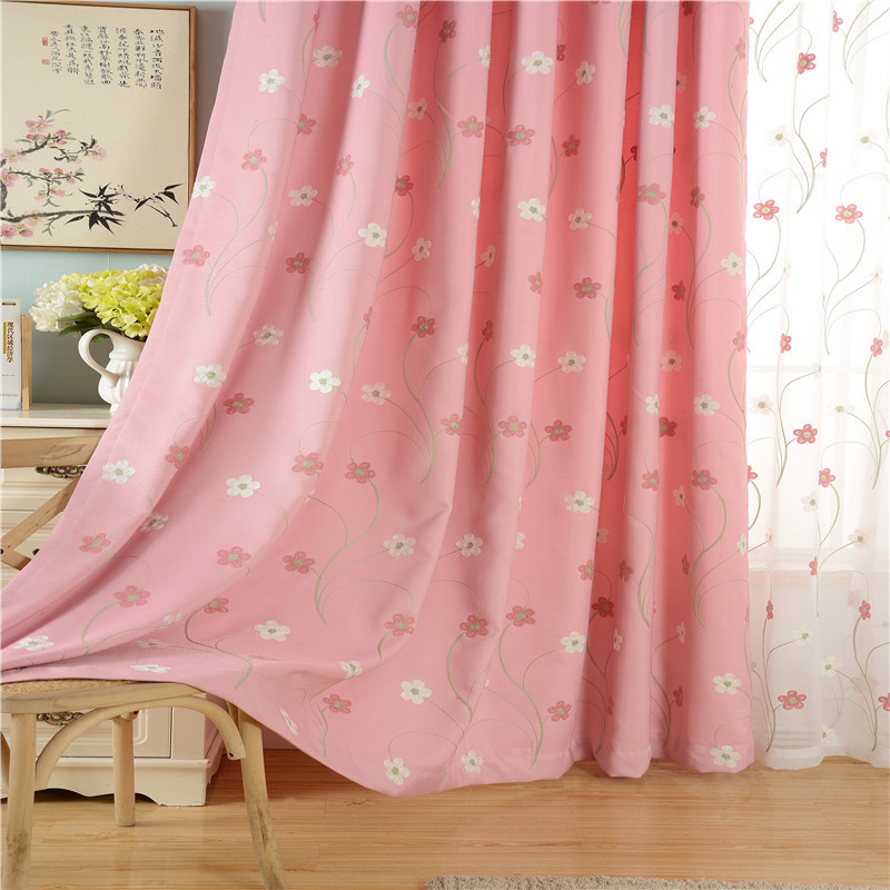 design 2019 wholesale blackout window curtain embroidered tulle already made 100 polyester livingroom curtains pink ones