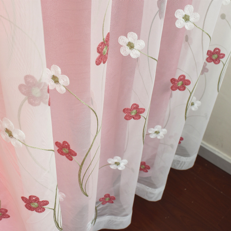 design 2019 wholesale blackout window curtain embroidered tulle already made 100 polyester livingroom curtains pink ones