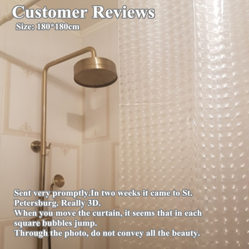3D Waterproof PEVA Shower Curtains Bathroom Curtains With Hooks Transparent White Clear Bathroom Luxury Bath Curtains/