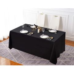 Wholesale High Quality Rectangle White Black Classic Solid Polyester Tablecloths For Meeting Banquet Kitchen