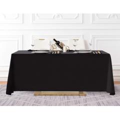 Wholesale High Quality Rectangle White Black Classic Solid Polyester Tablecloths For Meeting Banquet Kitchen