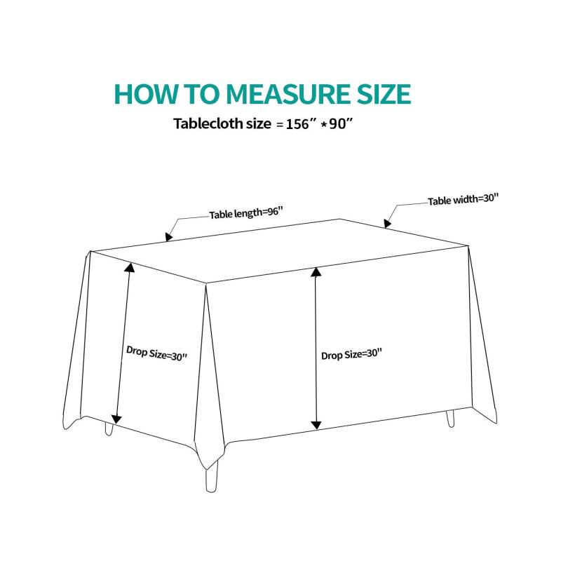 연회 주방 회의를위한 도매 고품질 직사각형 화이트 블랙 클래식 솔리드 폴리 에스터 식탁보