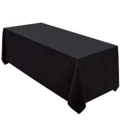 Wholesale High Quality Rectangle White Black Classic Solid Polyester Tablecloths For Meeting Banquet Kitchen