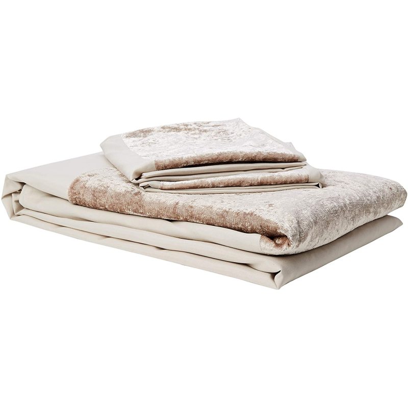 Single/Double/King/Super King size hotel bedding set with Crushed Velvet Panel Band Luxury Duvet Cover with Multiple designs