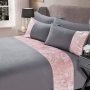 Single/Double/King/Super King size hotel bedding set with Crushed Velvet Panel Band Luxury Duvet Cover with Multiple designs
