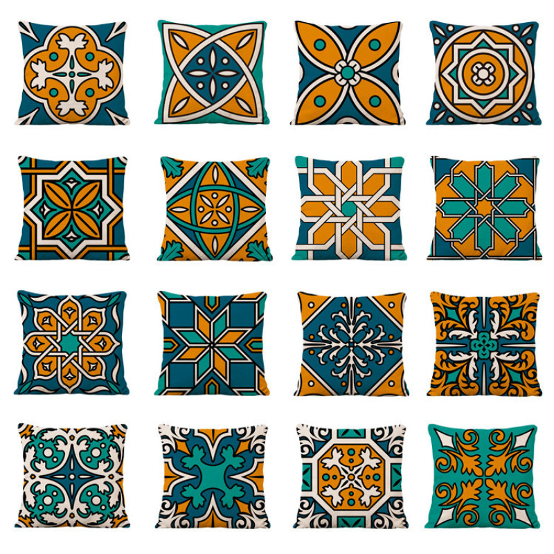 New Bohemian Ethnic Style Linen Printed Car Sofa Cushion Cover /