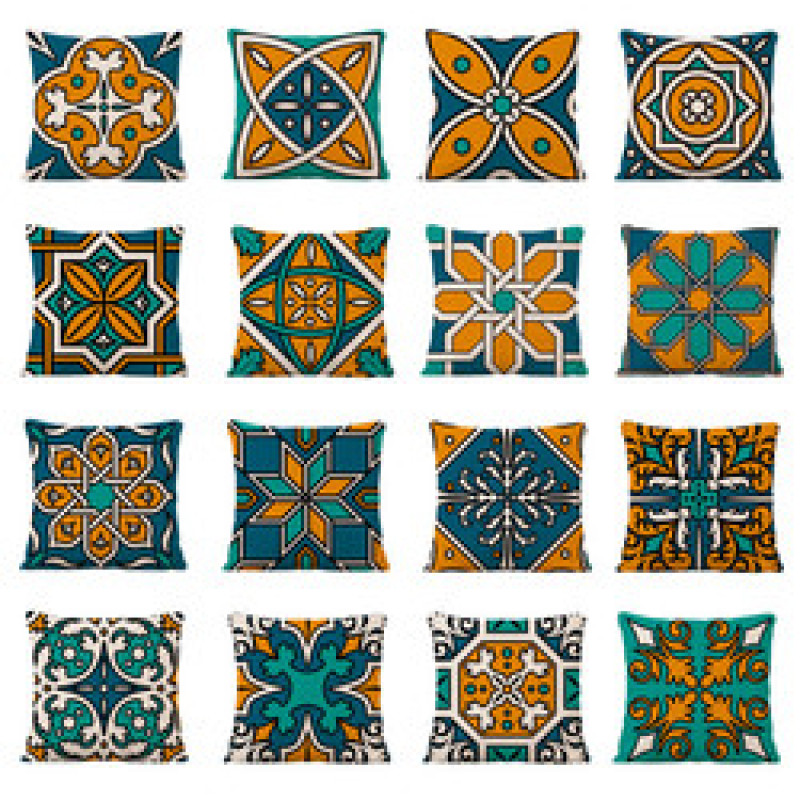 New Bohemian Ethnic Style Linen Printed Car Sofa Cushion Cover /