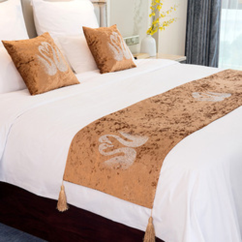 European Table Runner Cushion Cover, Upscale Hotel Velvet Fabric Rhinestone Cushions And Bed Runners/