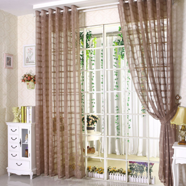 New style 100% Polyester modern design curtains Sheer Cortinas Para Sala