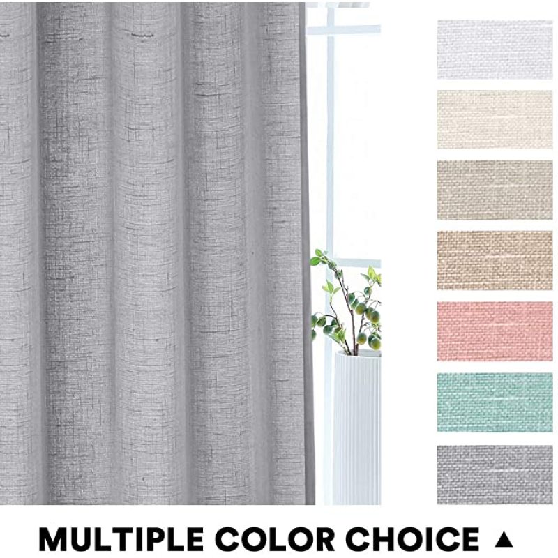 New Natural Linen Sheer Curtains Bedroom Living Room Textured Open Weave Linen Semi Sheer Curtain , Grommet Sheer Curtain/